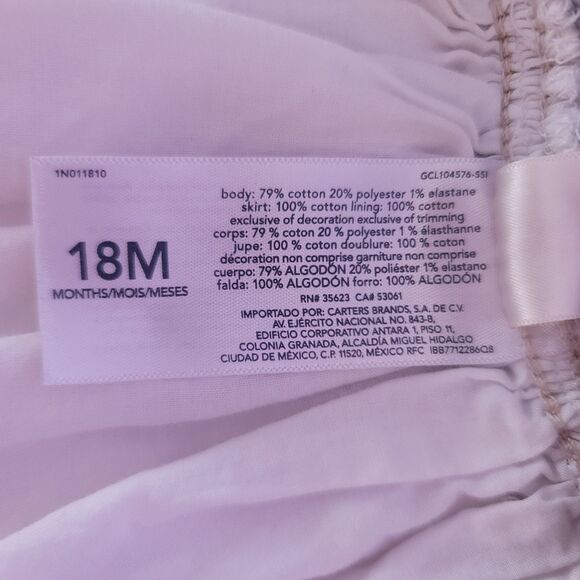 Oshkosh B'Gosh Dress Girls 12M Overall Denim White Eyelet Jumper Cute Preppy - Picture 5 of 6